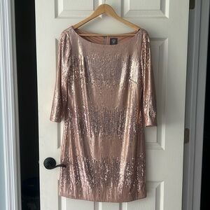 Women’s light peach color Vince Camuto sequin dress, 14